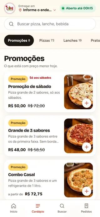 Cardápio no celular: as promoções com foto e preço.